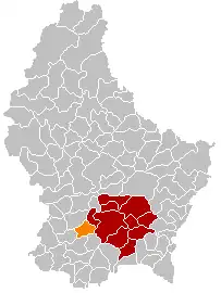 Lage von Bartringen im Großherzogtum Luxemburg