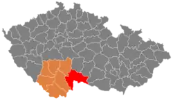 Lage des Okres Jindřichův Hradec