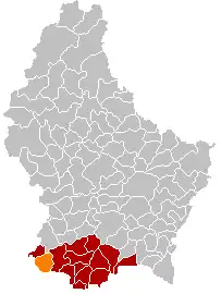 Lage von Differdingen im Großherzogtum Luxemburg