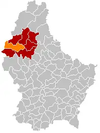 Lage von Stauseegemeinde im Großherzogtum Luxemburg