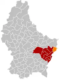 Lage von Mertert im Großherzogtum Luxemburg