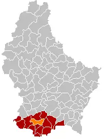 Lage von Monnerich im Großherzogtum Luxemburg