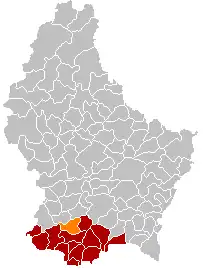 Lage von Reckingen/Mess im Großherzogtum Luxemburg