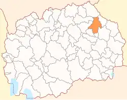 Karte von Nordmazedonien, Position von Opština Kočani hervorgehoben