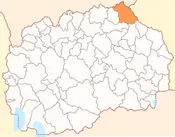 Karte von Nordmazedonien, Position von Opština Kriva Palanka hervorgehoben