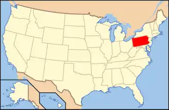 Karte der Vereinigten Staaten mit der Lage von Pennsylvania