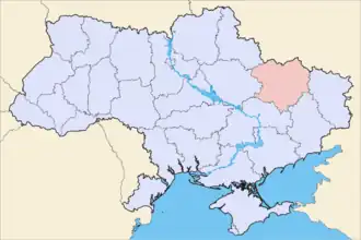 Karte der Ukraine mit Oblast Charkiw