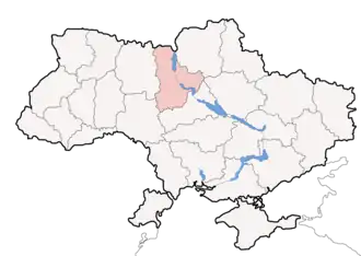 Karte der Ukraine mit Oblast Kiew