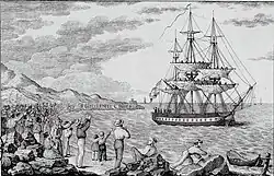 Die Korvette María Pita beim Auslaufen von La Coruña 1803, von Francisco Pérez um 1800