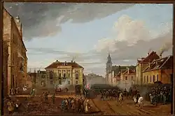 Die Rückkehr der polnischen Truppen aus Wierzbno (poln.: Powrót oddziałów wojska polskiego z Wierzbna), 1831, Bestand Nationalmuseum Warschau