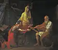 Theodosius (Feodossi) von Borez gibt das Schwert von Ratmir an Miroslaw, Häuptling der Nowgoroder und Marfas ausgewählter Ehemann für ihre Tochter Xenia, Dmitri Iwanow, 1808