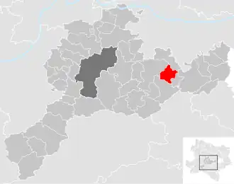 Lage der Gemeinde Maria Anzbach im Bezirk St. Pölten (anklickbare Karte)