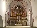 Kanzel-Orgel-Altar in der Evangelischen Kirche in Marienheide-Müllenbach