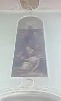 Gemälde der Kreuzigung Jesu über der nördlichen Tür