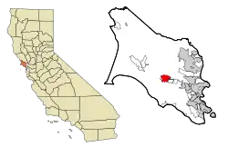 Lage von Lagunitas-Forest Knolls im County und in Kalifornien