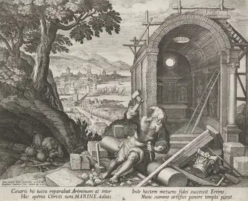 Marinus bei seiner Arbeit als Steinhauer