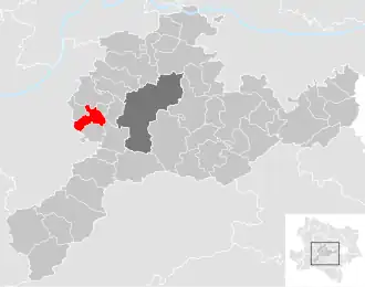 Lage der Gemeinde Markersdorf-Haindorf im Bezirk St. Pölten (anklickbare Karte)