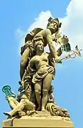 Merkur, Stadtgöttin, Rhein (von oben)