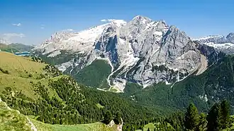 Die Marmolata gesehen vom Col di Rosc