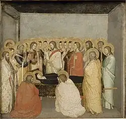 Die Entschlafung der Jungfrau Maria, Tempera auf Holz, Maso di Banco (14. Jahrhundert)