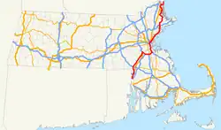 Karte der Massachusetts Route 1A