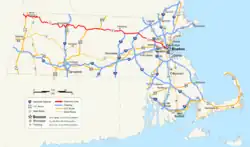 Karte der Massachusetts Route 2