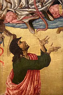 Der Apostel Thomas empfängt den heiligen Gürtel (Detail) von Matteo di Giovanni, ca. 1474, National Gallery, London