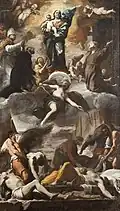 Mattia Preti: Bozzetto eines Votivbildes für ein Stadttor von Neapel, nach der Pest 1656. Museo Capodimonte[42]
