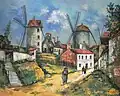 Les anciens moulins de Montmartre et la ferme Debray (1923), Öl auf Leinwand, 129,2 × 162,8 cm, Privatbesitz