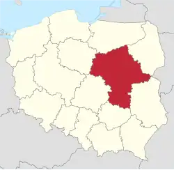 Lage der Woiwodschaft Masowien in Polen