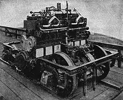 Triebdrehgestell des McKeen-Triebwagens mit Verbrennungsmotor