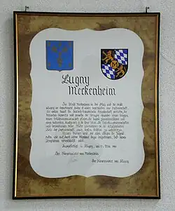 Die Charta zur Begründung der Städtepartnerschaft zwischen Lugny und Meckenheim (unterzeichnet am 17. Mai 1980)