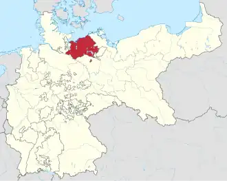 Lage des Großherzogtums Mecklenburg-Schwerin im Deutschen Kaiserreich