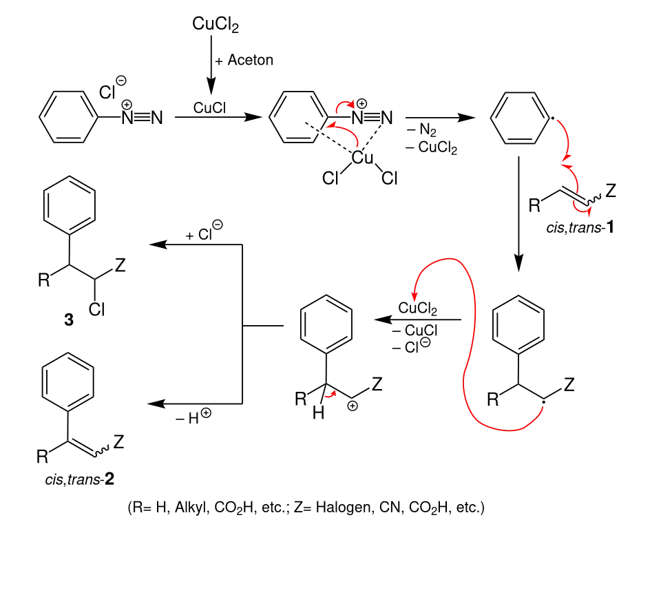 Vorgeschlagener Reaktionsmechanismus Meerwein-Arylierung