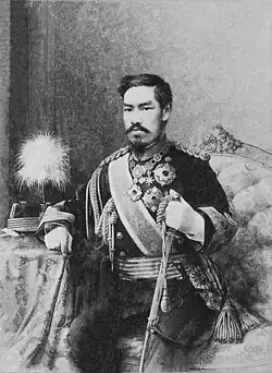 Offizielles Porträt des Kaisers Meiji, Conté-Kreidezeichnung von Chiossone