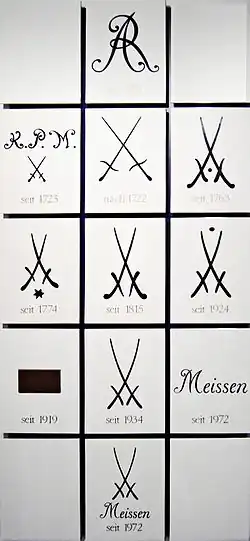 Meißner Porzellan; Bodenmarken im Laufe der Zeit