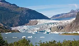 Mendenhall-Gletscher, vorne der Gletscherrandsee