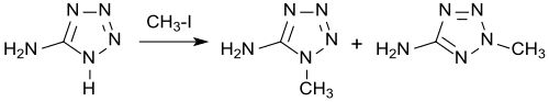 Reaktionsgemisch bei der Methylierung von 5-Aminotetrazol
