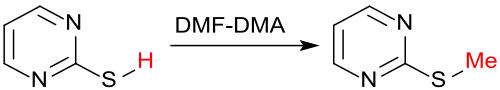 Methylierung von 2-Mercaptopyrimidin mit DMF-DMA