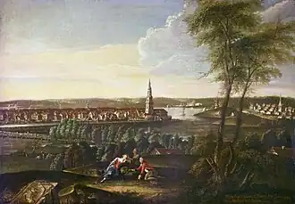 Potsdam, Heiligengeistkirche und Nowawes vom Brauhausberg aus