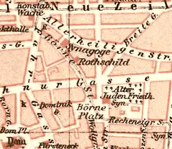 Der Schnittpunkt von nördlicher Fahrgasse und Börnestraße in einem Stadtplan von 1893