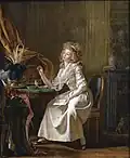 Frau mit Miniaturporträt, ca. 1799 (Sotheby’s).