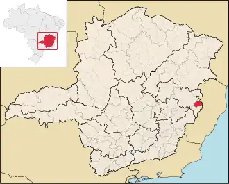 Lage der Resplendor im Bundesstaat Minas Gerais