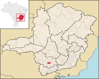 Lage der Três Pontas im Bundesstaat Minas Gerais