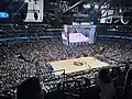 Innenansicht der Ball Arena mit dem 2013 installierten Videowürfel (2024)