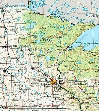 Allgemein-geografische Karte von Minnesota