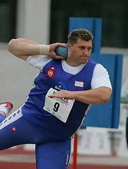 Miroslav Vodovnik Rang zehn mit 19,23&nbsp;m