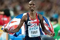 Weltmeister Mo Farah nach seinem ersten WM-Sieg