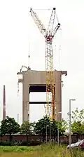 Abrissarbeiten am Förderturm Schacht 9 (21. Juni 2004)