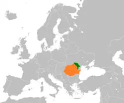 Lage von Rumänien und Moldau
